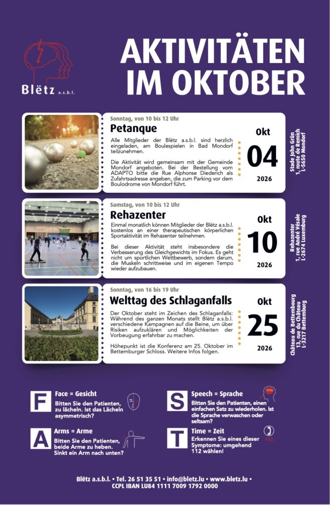 Oktobre 2026 : Aktivitäten im Oktober